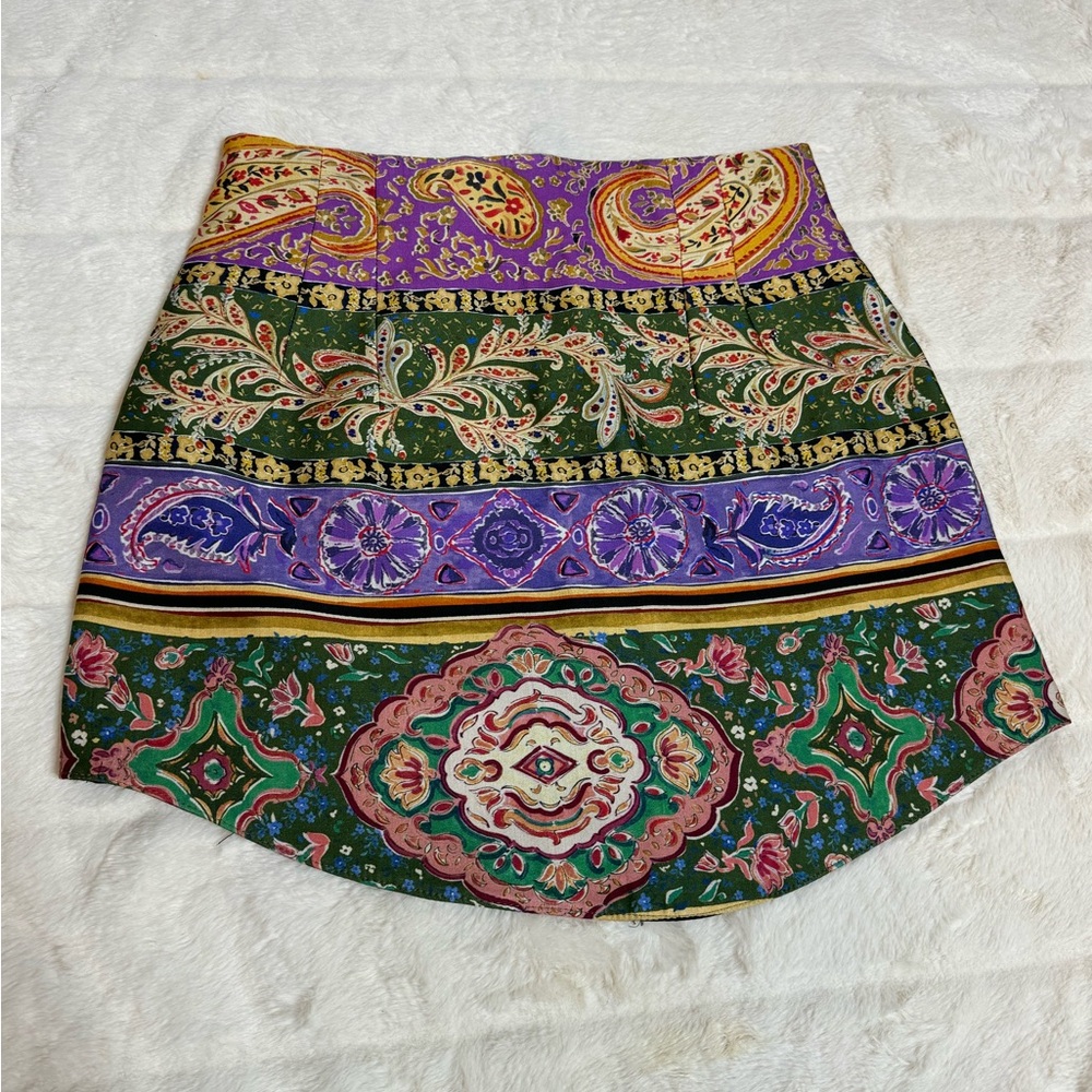 Zara Mini Bubble Skirt Green and Purple Resort